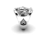 The Marine Corps Ring ~ Open Back Design, Sterling Silver with Rank