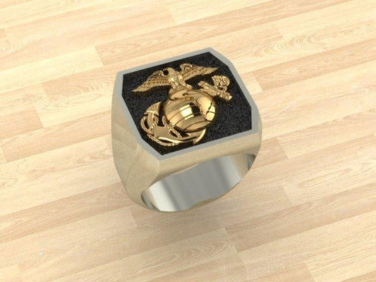 Two Tone Marine Corps Ring 16 with Rank