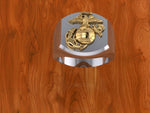 Two tone Platinum and Gold Marine Corps Men's Ring